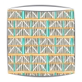 Bon Maison Colombage fabric lampshade in Orange Turquoise & Black