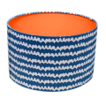 Bon Maisopn Wavy fabric lampshade in navy and white with an orange lining