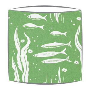 Cath Kidston Mono Fish fabric lampshade in green