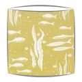 Cath Kidston Mono Fish fabric lampshade in yellow