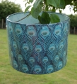 Liberty peacock fabric lampshade blue