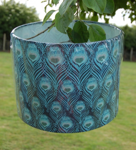 Liberty peacock fabric lampshade blue
