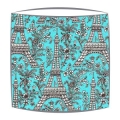 Michael Miller Eiffel Tower fabric  lampshade in Turquoise and white