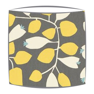 Scion Rosehip fabric lampshade in lemon gull chalk and powder blue