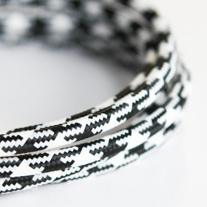 black and white houndtooth fabric lighting cable